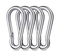 Snap Hooks 304 Stainless Steel Spring Snap Hook - Key Ring Buckle outdoor 300 Lbs Heavy Duty safety hook hoist buckle chain buckle pet rop(4 Pcs)
