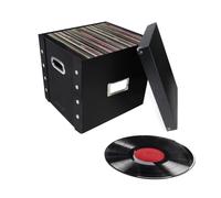Snap-N-Store Vinyl Record Storage Box - Pack of 1-13.2 x 12.625 x 12.5 Inch LP Holder with Lid for 12-inch Records - Crate Holds up to 75 Vinyl Albums - Black