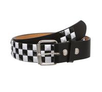 Snap On Punk Rock Star Pyramid Studded Checker Board Leather Belt, Black/White, s 30"-32"