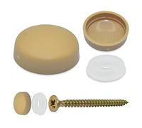 Snap-On Two Piece Dome Screw Cover Caps - Pack of 50 Large Gloss Caps & Bases : Beige