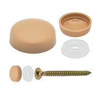 Snap-On Two Piece Dome Screw Cover Caps - Pack of 50 Large Matt Caps & Bases : Caramel Brown