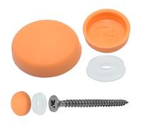 Snap-On Two Piece Dome Screw Cover Caps - Pack of 50 Large Matt Caps & Bases : Orange