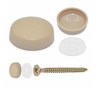 Snap-On Two Piece Dome Screw Cover Caps - Pack of 50 Small Gloss Caps & Bases : Almond