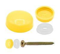 Snap-On Two Piece Dome Screw Cover Caps - Pack of 50 Small Gloss Caps & Bases : Yellow