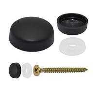 Snap-On Two Piece Dome Screw Cover Caps - Pack of 50 Small Matt Caps & Bases : Black