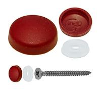 Snap-On Two Piece Dome Screw Cover Caps - Pack of 50 Small Matt Caps & Bases : Blaze Red