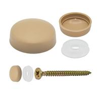 Snap-On Two Piece Dome Screw Cover Caps - Pack of 50 Small Matt Caps & Bases : Buff Brown