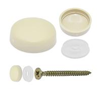 Snap-On Two Piece Dome Screw Cover Caps - Pack of 50 Small Matt Caps & Bases : Cream