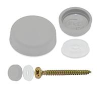 Snap-On Two Piece Dome Screw Cover Caps - Pack of 50 Small Matt Caps & Bases : Mist Grey