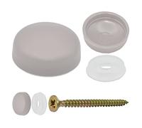 Snap-On Two Piece Dome Screw Cover Caps - Pack of 50 Small Matt Caps & Bases : Morning Grey