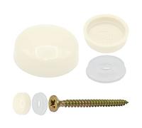 Snap-On Two Piece Dome Screw Cover Caps - Pack of 50 Small Matt Caps & Bases : Off White