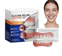 Snap on Veneers Dentures Fake Teeth,Silicone Reline Denture Set,Clip in Veneers Teeth,Silicone Dentures Full Mouth,Temporary Tooth Replacement,False Teeth,False Teeth Set,Dentures Teeth Top and Bottom