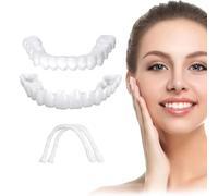 Snap on Veneers, Natural-Looking Dentures for Women & Men, Comfortable Top & Bottom Fake Teeth & Easy to Use 1 Pair (1 Count (Pack of 2))