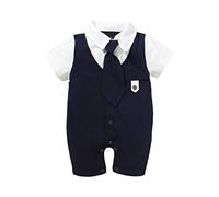 Snap Pack Baby Tie Outfits Jumpsuit Clothes Infant Romper Solid Boys Boys Romper&Jumpsuit Baby Boy Romper Baptism (Dark Blue, 9-12 Months)