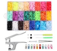 Snap Pliers Set, Kamtop 408 Sets of 24 Colors Plastic T5 Plastic Buttons Snaps Pliers Set, Aluminum Snaps Hand Tool Snaps Fastener with Storage Box for Clothes, Cloth Diapers.