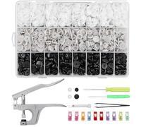 Snap Pliers Set, Kamtop 408 Sets of 3 Colors Plastic T5 Plastic Buttons Snaps Pliers Set, Aluminum Snaps Hand Tool Snaps Fastener with Storage Box for Clothes, Cloth Diapers.