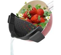 Snap Strainer, 1 Pack Silicone Food Strainers Heat Resistant Clip On Strain Strainer Rice Colander Kitchen Gadgets Drainer Hands- for Pasta, Spaghetti, Ground Beef, Universal Fit All Pots Bowls(Black