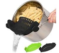 Snap Strainer, 2 PACK Silicone Food Strainers Heat Resistant Clip On Strain Strainer Rice Colander Kitchen Gadgets Drainer Hands-Free For Pasta, Spaghetti, Ground Beef, Universal Fit All Pots Bowls