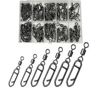Snap Swivels Fishing Speed Clips for Quick Change, 70pcs Fishing Power Clips Barrel Swivels High Strength Clips Snap Freshwater Saltwater Popper Crankbait Lures Quick Snaps Connectors 6 Sizes