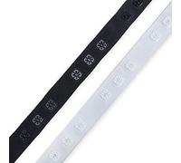 Snap Tape Popper Ribbon,Square Press Stud Fasten Trim.3 Studs Group 2, Black or White. High Strength Resin Fasteners on Polyesterv Washable Tape. Apparel,Duvet,Curtains Neotrim UK. White 3 Yards