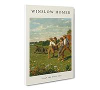 Snap The Whip By Winslow Homer Exhibition Museum Painting Canvas Wall Art Print Ready to Hang, Framed Picture for Living Room Bedroom Home Office Décor, 24x16 Inch (60x40 cm)