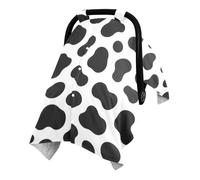Snap Window Baby Car Seat Canopy Shield Baby from Sun Wind Public | Minky Dot Reverse Side Baby Stroller Cover Indoor Play Activity Black and White Cow