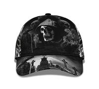 Snapback Cap Skull Skulls Grim Reaper in The Cemetery Hats Unisex Sun Visor Hat Vintage Hip Hop Cap for Adult, Boys, Ladies