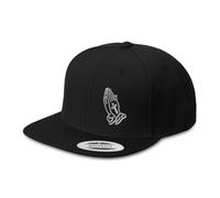 Snapback Hat for Men Flat Bill Left Side Panel Hats Christian Hands Praying Faith Jesus Christ Embroidered Flat Bill Hat Acrylic Black Design Only