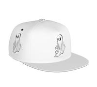 Snapback Hats for Men - Cute Ghost Simple Drawing Flat Bill Brim Hat for Men Adjustable Baseball Cap Black