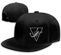 Snapback Hats for Men Flat Bill Brim Hats for Women Fitted Hat Skull Hats Cool Adults Baseball Cap Black Rock N Roll Caps, Scorpions, 1