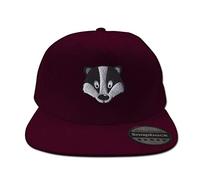 Snapback Hats for Men Flat Peak Cap Badger British Wildlife Animal Face Baseball Cap Embroidered Summer Mens Hats - Burgundy