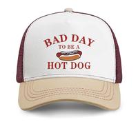 Snapback Trucker Hat | Embroidered Adjustable Breathable Mesh Baseball Cap for Men Women | It's a Bad Day to Be a Hot Dog