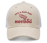 Snapback Trucker Hat | Embroidered Adjustable Breathable Mesh Baseball Cap for Men Women | It's a Bad Day to Be a Hot Dog