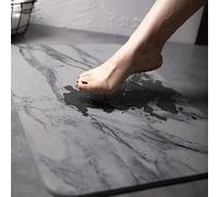SnapDry Marble Diatomite Bathmat (Black), Instant Dry, Antibacterial, Non-slip, Fast Water Absorbent, Hardboard Shower Mat, Stone Shower Mat
