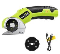 SnapFresh Cardboard Cutter Electric Scissors 4V Rotary Cutter Cordless with 2 Self-Sharpening SKS7 Blades, 2000mAh Battery, LED Light for Cardboard, Package, Leather, Carpet, Plastic, Box Cutting