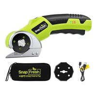 SnapFresh Electric Cardboard Cutter 4V Electric Scissors Cordless with 2 Self-Sharpening SKS7 Blades, 2000mAh Battery, LED Light for Cardboard, Package, Leather, Carpet, Plastic, Box[With Storage Bag]