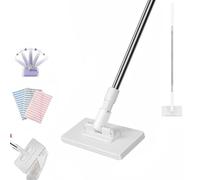 Snapgrip Mini Mop - Disposable Cloth Compatible Floor & Wall Cleaner, One-Click Cloth Change, Retractable Stainless Steel Handle (White, 36.6in)