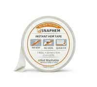 SNAPHEM Curtain Hemming Tape No Sew No Iron, Non-Washable - Hemming Tape for Curtains, Dresses & Trousers - Double Sided Fabric Tape, Light to Medium Fabrics (Cotton, Linen, Voile), 25mm x 10m