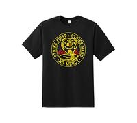Snapit Cobraa Kai Men's T-Shirt, Cobra Logo Tee, Strike First Strike Hard No Mercy Karate Lovers T-Shirt, Short Sleeve 100% Cotton top for UK Men/Women/Kids, Best Gift Black