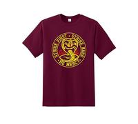 Snapit Cobraa Kai Men's T-Shirt, Cobra Logo Tee, Strike First Strike Hard No Mercy Karate Lovers T-Shirt, Short Sleeve 100% Cotton top for UK Men/Women/Kids, Best Gift Wine