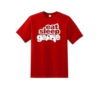 Snapit Eat Sleep Game Men's T-Shirt, ES Remote Quality Printed tee, Regular Fit Short Sleeve Gamers T-Shirt, 100% Cotton top for UK Men/Women/Kids Best Gift for Game Lovers Red