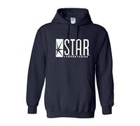 Snapit - gILDAN Funny Star Laboratories T Shirt Top The Flash S.T.A.R. Labs Printed Hooded Sweatshirt Navy Blue