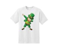 Snapit Green Dabbing Leprechaun Men's T-Shirt, Quality Printed Funny St. Patrick’s Day Shirt, Short Sleeve 100% Cotton Top, Best Gift for Irish Culture Men/Women/Kids