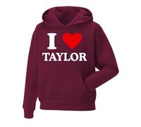 Snapit I Love Taylor Hoodie|Retro Groovy Long Sleeve Pullover Unisex Tops for Uk Mens/Women/Kids Premium mens Hooded Top Hip Hop Casual Streetwear for Taylor Music Fans, Birthday Christmas Wine