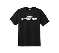 Snapit I Went Outside Once The Graphics were Not So Good Men's T-Shirt, Quality Printed Gamers tee, Short Sleeve 100% Cotton top Best Gift for Men/Women/Kids Black