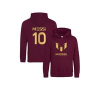 Snapit Inspired Messi #10 GOAT Kids Hoodie - Soccer Jersey Inspired Soccer Boys Pullover Hooded Top | Perfect Football Gift Wine