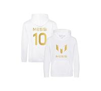 Snapit Inspired Messi #10 GOAT Kids Hoodie - Soccer Jersey Inspired Soccer Boys Pullover Hooded Top | Perfect Football Gift White