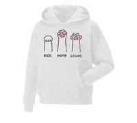 Snapit Inspired Rock Paper Scissors Hoodie Mens pullover hooded top for Uk Men/Women/Kids Cat Paws Best Gift for Cat Lovers White