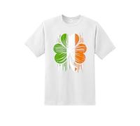 Snapit Ireland Flag Men's T-Shirt, Quality Printed Irish Tricolor Shamrock T-Shirt, Short Sleeve 100% Cotton Tee, Best Gift for Men/Women/Kids White