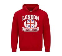 Snapit London England Men's Hoodie Union Jack Souvenir Quality Printed Hooded Top |Flag Culture souvenir Travel Hoodie Jumper| Unisex London Souvenir Sweatshirt for UK Men/Women/Kids Red